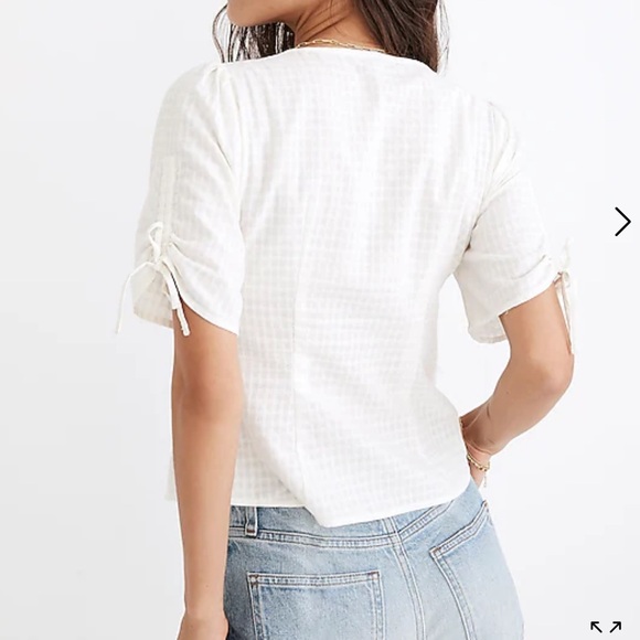 Tie-sleeve Evie Top in Textured Gingham - Size 4 - Picture 3 of 8